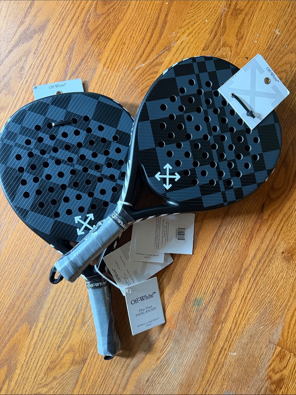 Off-White Black Checkered Padel Rackets - Pair